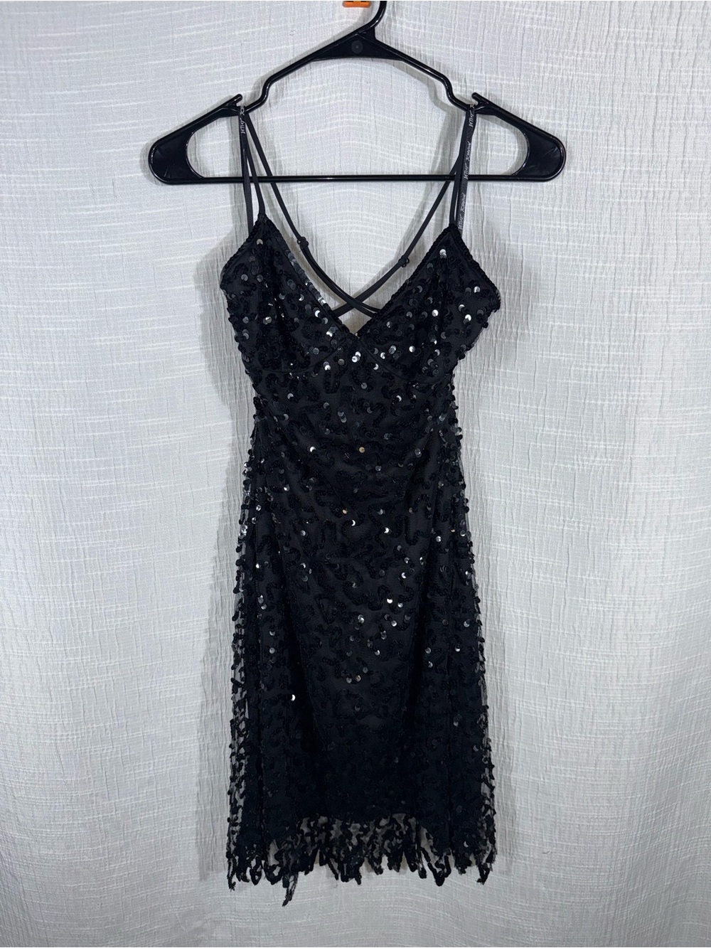 Vintage Betsey Johnson Evening Black Sequin Mesh Slip Mini Dress Y2K Party sz‎ 6